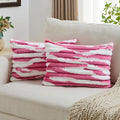 FUTEI Blush Decorative Throw Pillow Covers 12x20 Inch Set of 2, Soft Tie-Dye Faux Rabbit Fur Striped Texture Pillow Case, Modern Home Decor for Couch Bed Living Room