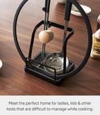 Yamazaki Home Tower Lid & Ladle Stand - Large, Kitchen Stand For Utensils, Lids, And Cookbooks, Heat-Resistant Kitchen Stand - Steel