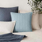 Foindtower Set of 2 Decorative Cotton Waffle Weave Throw Pillow Covers Euro Shams Cushion Covers Accent European Pillowcase for Bed Couch Sofa Bedroom Living Room Home Decor 22×22 Inch Light Blue