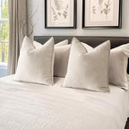 MIULEE Pack of 2 Christmas Cream Beige Decorative Pillow Covers 24x24 Inch Soft Chenille Couch Throw Pillows Farmhouse Cushion Covers Euro Shams with Elegant Design for Sofa Bedroom Living Room