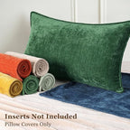 decorUhome Christmas Couch Throw Pillow Covers 20x20 Set of 2, Decorative Soft Euro Neutral Chenille Pillow Covers with Elegant Design for Sofa Bed Living Room Home Decor, Green