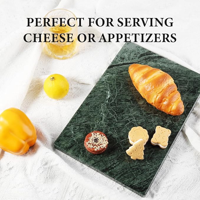 Koville Indian Natural Marble Cutting Board for Kitchen, 12x8inch Hand Crafted Marble Slab for Cheese, Charcuterie, Pastry Board - Wedding Gift, House Warming Gift