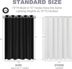 No Hook Shower Curtain, Black Modern Chevron Striped Luxury Hotel Style, Washable Waterproof Fabric for Bathroom, 15 Seconds Quick Install, 72W x 74L Inches