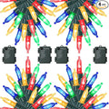 WATERGLIDE 4 Pack 50LED Outdoor Christmas Lights, 16FT Battery Operated Mini String Light with 8 Modes & Timer, Xmas Tree Lights Waterproof for Patio Garden Party Wedding Holiday Decor, Multicolor