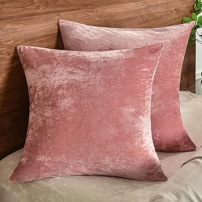 PHF Truly Velvet Throw Pillow Covers, 24"x24", No Insert, 2 Pack Color Gradient Cushion Covers, Ultra Soft Cozy Square Covers Shell for Home Decorative, No Shedding, No Pilling, Pink