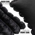 Neelvin Black Faux Fur Cozy Soft Plaid Decorative Throw Pillow Covers 12x20 inch Set of 2,Velvet Pillowcase Cushion Case for Sofa Couch