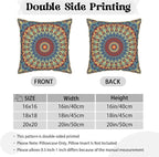 KSLIDS Boho Mandala Floral Soft Velvet Throw Pillow Covers Set of 2 Navy Blue Orange Flower Decorative Pillow Covers 18x18 Inch Abstract Retro Pillow Case for Sofa Couch Outdoor Modern Home Decor