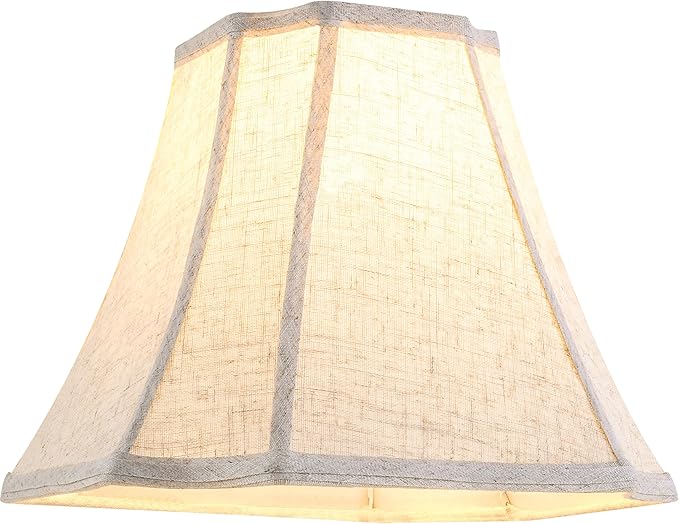 GO&SO Set of 2 Medium Lamp Shades Beige Oatmeal,Square Cut Comer Lamoshade for Floor and Table Lamps,6.5x13.2x10.6".Natural Linen, Traditional Shade for Bedroom Easy Assembly Required (2 Pack)