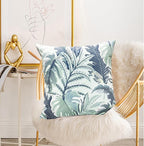 Decorative Throw Pillow Covers Set of 2 Blue Green Large Leaves Pillow Covers 18x18 inch Soft Short Plush Square Floral Throw Pillows,Farmhouse Outdoor Pillow Covers for Couch Living Room