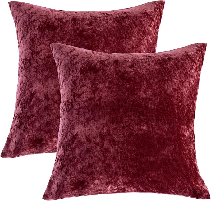 PHF Truly Velvet Euro Sham, 26"x 26",No Insert, 2 Pack Color Gradient Euro Throw Pillow Covers, Ultra Soft Cozy Pillow Covers for Luxurious Home Decorative, No Shedding, No Pilling, Wine Red