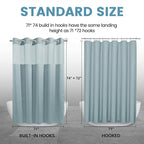 Fog Blue No Hook Shower Curtain with Snap in Liner,230GSM Waffle Weave Shower Curtains for Bathroom,71W x 74H
