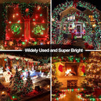 QITONG 4 Pack Red and Green Solar Christmas Lights, Each 33ft 100 LED Fairy Lights Outdoor Waterproof, 8 Modes Mini Twinkle String Lights for Outside