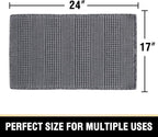 H.VERSAILTEX Upgraded Waffle Bath Mat Super Absorbent Non Slip Bath Rugs for Beside Tub, 17" x 24", Grey