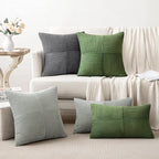 MIULEE Moss Green Corduroy Pillow Covers Pack of 2 Boho Decorative Spliced Throw Pillow Covers Soft Solid Couch Pillowcases Cross Patchwork Textured Cushion Covers for Living Room Bed Sofa 16x16 inch