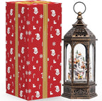 Animated Christmas Village Buildings with Moving Figurines Lighted Water Lantern, USB Lined/Battery Operated Snow Globe for Christmas Festival Decoration Gifts