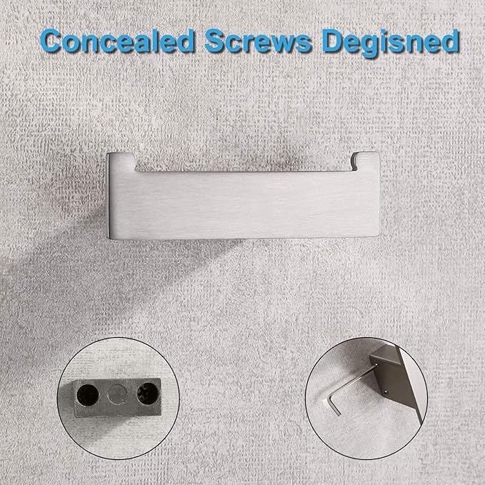 TASTOS Square Towel Hook Brushed Nickel 2Pack, Premium SUS304 Stainless Steel Bathroom Hooks Robe Coat Towel Holder Brushed Nickel Finilish
