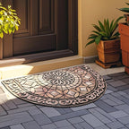 Door Mat Welcome Mat, Heavy Duty Outside Door Mat 23.6 x 35.4 Inch Round Front Door Rug Doormat for Entrance Home Non-Slip Rubber Rug for Front Door, Entryway, Patio (Brown)