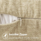 MIULEE Pack of 2 Beige Throw Pillow Covers 20x20 Inch Soft Chenille Pillow Covers for Sofa Living Room Couch Solid Dyed Cases