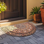 Door Mat Welcome Mat, Heavy Duty Outside Door Mat 23.6 x 35.4 Inch Round Front Door Rug Doormat for Entrance Home Non-Slip Rubber Rug for Front Door, Entryway, Patio (Orange)