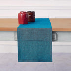 Solino Home Linen Table Runner 156 Inches Long - Athena, 100% Pure Linen Chambray Teal 14 x 156 Inch Table Runner for Dining, Fall, Autumn