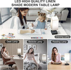 hansang Table Lamp, Touch Bedside Lamps 3 Way Dimmable, USB A&C Charging Port, Small Lamp for Bedroom, Reading Room, 5000K LED Bulb Included