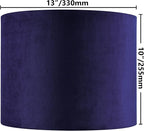 GO&SO Dark Blue Velvet Drum Lamp Shade Set of 2 Medium 13" Top x 13" Bottom x 10" High(Spider) Modern Lamp Shades for Table Lamps & Bedside Lamp Replacement Lampshade Required Assembly