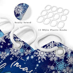 Blue Christmas Shower Curtain, Cute Christmas Gnome Shower Curtain Set, Winter Snowflakes Snow Xmas Shower Curtain Holiday Bathroom Decor, Durable Fabric Machine Washable with Hooks, 72 x 72 Inches