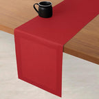 D'Moksha Homes Linen Table Runner 36 Inches - 100% Pure Linen Bright Red Small Table Runner 14 x 36 Inch for Dresser, Coffee Tables, Fall, Autumn and Halloween-Machine Washable