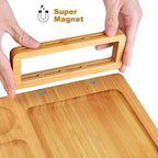 Bamboo Cheese Board Set - Charcuterie Boards and Serving Meat Platter, Cheese Tray with 4 Stainless Steel Cheese Knives Cutting Board Platter, Ideal for Halloween, Wedding, Christmas Gifts