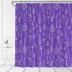 Purple Herbs Shower Curtain Boho Floral Lavender Retro Botanical Vintage Farmhouse Cute Leaves Plant Flowers Bathroom Curtain Set with Hooks(59" Wx70 H)