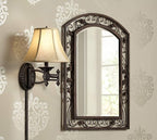Barnes and Ivy Godia French Country Indoor Swing Arm Wall Lamp Bronze Plug-in Light Fixture Dimmable Beige Softback Bell Shade for Bedroom Bedside House Reading Living Room Home Hallway Dining