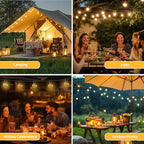 50ft Solar String Lights with Remote, 25+1 LED Bulbs Patio Lights Outdoor Waterproof, G40 Dimmable Deck Lights for Outside Garden Fence Backyard Decor