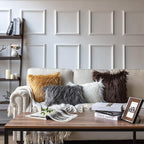 Phantoscope Faux Fur Pillow Cover Decorative Fluffy Throw Pillow Mongolian Luxury Fuzzy Pillow Case Cushion Cover for Bedroom and Couch,Ginger 26 x 26 Inches