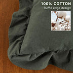 AmHoo Pack of 2 Throw Pillow Covers 100% Cotton Pre Washed Ruffle Decorative Pillowcase Cushion for Couch Sofa Bedroom 16 x 16-Inch Green