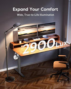 LED Floor Lamp for Office, 30 Lighting Modes Dimmable Standing Lamp with Memory & Timer Function, Soft Eye-Caring Office Lamp, Adjustable Swing Arm Reading Floor Lamp