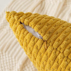 Kevin Textile Throw Pillow Covers Soft Corduroy Decorative Set of 2 Boho Striped Pillow Covers Pillowcases Farmhouse Home Decor for Couch Bed Sofa Living Room 24x24 Inch Mustard Yellow