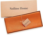 Solino Home Linen Table Runner 90 Inches Long - 100% Pure Linen Persimmon Orange Dining Table Runner 14 x 90 Inch for Fall, Autumn, Halloween, Thanksgiving - Fete