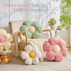 Daisy Shaped Throw Pillow - Orange Flower Plush Cushion, 15.75" Decorative Seating