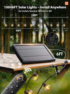 addlon 100FT Solar String Lights Outdoor with Remote, 54 LED Shatterproof Bulbs, Dimmable & Timable, 3 Light Modes, G40 Waterproof Solar String Lights for Outside Backyard Party Decor