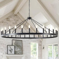 Large black wagon wheel chandelier 64 inch,30-Light Farmhouse wagon Wheel Chandeliers Round Industrial ceiling light fixtures for outdoor porch high ceilings Living Dining Room Foyer Entryway