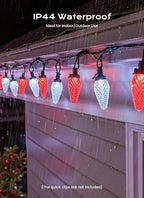 C9 Christmas Lights Outdoor, 66 FT 100 LED Connectable C9 String Lights with 8 Modes and Timer Xmas Tree Patio Roofline Garden Yard Holiday Party Indoor Outdoor Decoration, Red and White