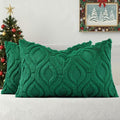 decorUhome Christmas Throw Pillow Covers 12x20 Inch Set of 2, Soft Plush Decorative Faux Fur Green Solid Couch Pillow Covers, Accent Farmhouse Neutral Lumbar Euro Pillow Cases for Sofa Bed Living Room