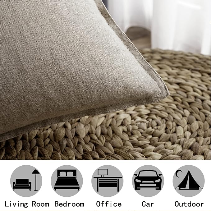 Jeanerlor 18"x18" Solid Cotton Linen Decoration Throw Pillow Case with Zipper Euro Sham Cushion Case Cool Pillow Cover Delicate Decorative Pillowcase for Chair/Bed/Couch,2 Packs, Gray