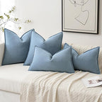 MIULEE Pack of 2 Light Blue Decorative Pillow Covers 26x26 Inch Soft Chenille Luxurious Couch Throw Pillows Farmhouse Cushion Covers Euro Shams with Elegant Design for Sofa Bed Living Room Home Decor