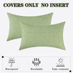 Kevin Textile Pack of 2 Outdoor Waterproof Pillow Covers Decorative Farmhouse Throw Pillow Covers Checkered Couch Pillow Covers Spring for Patio Tent Bed Sofa Living Room 12x20 Inch Sage Green