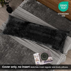 PHF Truly Velvet Zippered Body Pillowcase, No Insert, 1 Pack Ultra Soft Breathable Pillow Sham Cover with Zipper, 20"X 54" Long Luxury Cozy Warm Fuzzy Flannel Body Pillow Case, Black