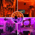 JMEXSUSS Christmas Lights, 8 Modes Waterproof Christmas Light Outdoor Plug in, Clear Wire String Lights Indoor Bedroom 500 LED Orange and Purple 163 FT