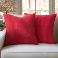MIULEE Winter Pack of 2 Corduroy Soft Soild Decorative Square Christmas Throw Pillow Covers Set Cushion Cases Pillowcases for Sofa Bedroom Car 22 x 22 Inch Red
