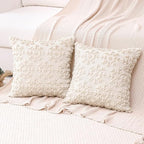 OTOSTAR Set of 2 Xmas Soft Plush Short Wool Velvet Decorative Throw Pillow Covers Square Luxury Style Cushion Case Pillow Shell for Sofa Bedroom Snowflake Cream Beige, 18x18 Inch