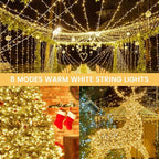 2 Pack Christmas String Lights Battery Operated with Timer, 33FT 100 LED Waterproof Twinkle Lights, 8 Modes Fairy Light for Indoor and Outdoor Bedroom Garland Tree Christmas Decorations (Warm White)